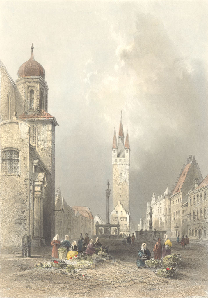 GERMANY. Straubing. Bartlett Busy St-Roberts 1842 old antique print picture